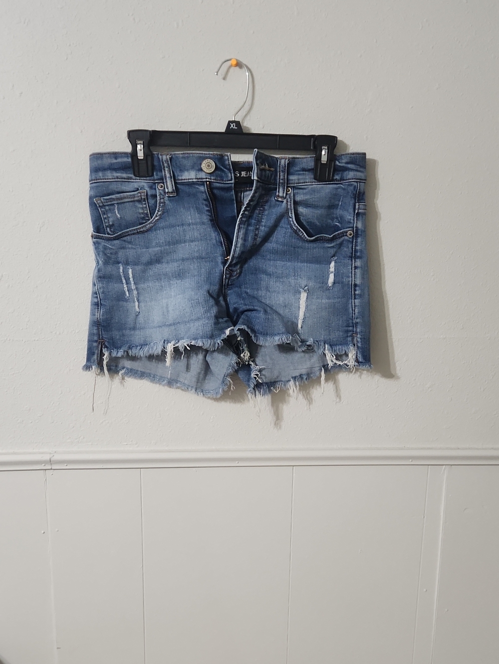 Express Distressed Light Blue Denim Jean Shorts